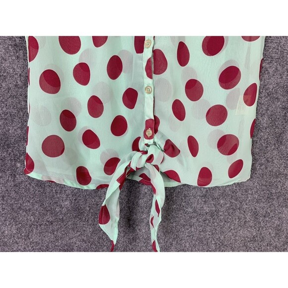 Truth Button Up Blouse Women S Tie Waist Polka Dots - Picture 3 of 8